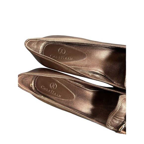 Cole Haan Brown Leather square Toe Slip-On closed toe Pump Womens Heels Size 8B - Picture 7 of 11